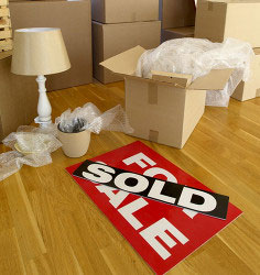 Sold sign during moving project